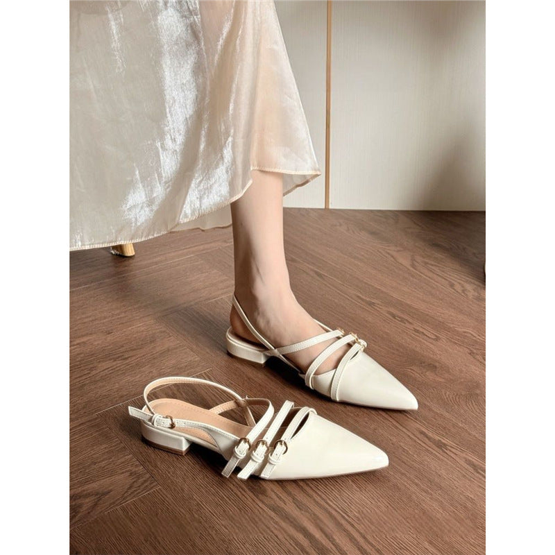 Damen Slingback Ballerinas mit dekorativen Riemchen EB