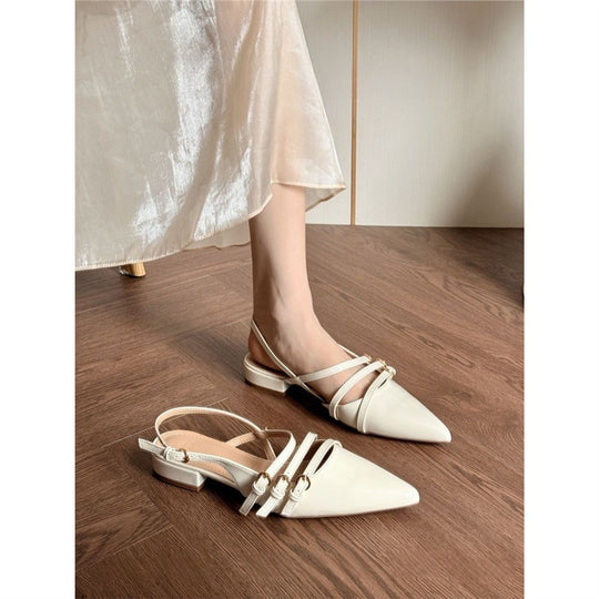 Damen Slingback Ballerinas mit dekorativen Riemchen EB