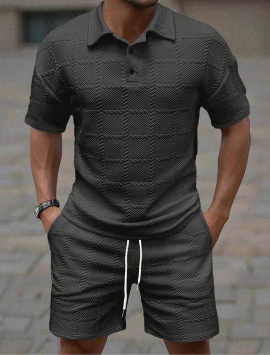Herren Sportliches Kurzarm-Set mit strukturierter Oberfläche EB