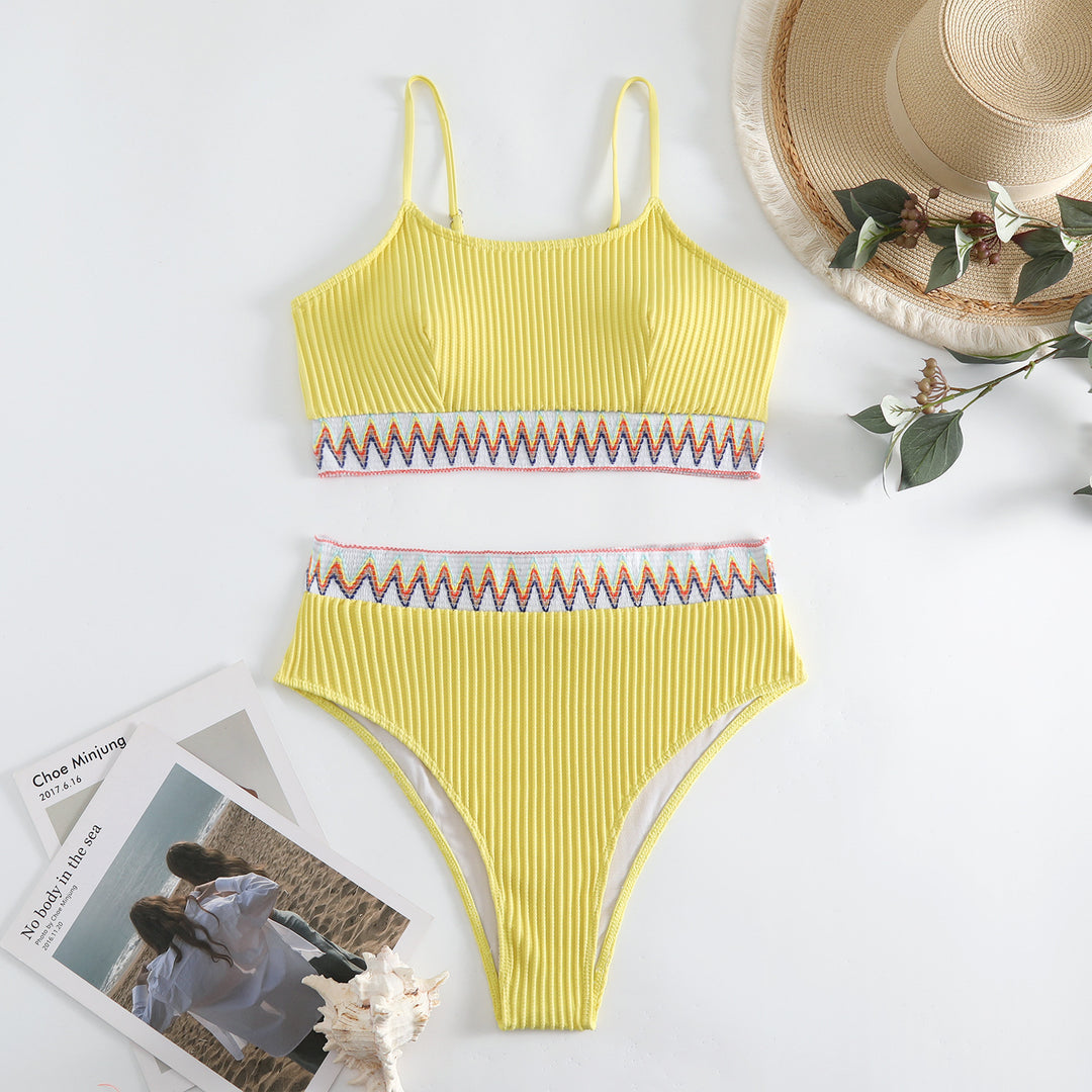 Damen Bunt gemusterter High-Waist Bikini EB