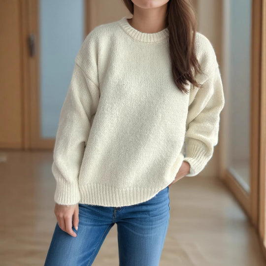 Damen lässiger Oversize-Pullover mit strukturiertem Maschenmuster EB