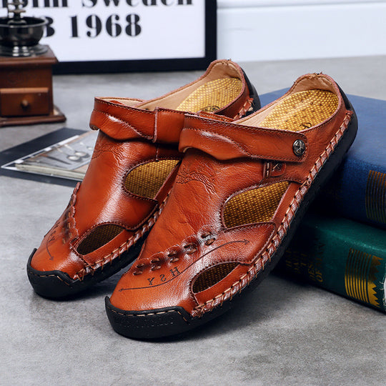 Herren Ergonomische Leder-Sandalen mit verstellbarem Riemen EB