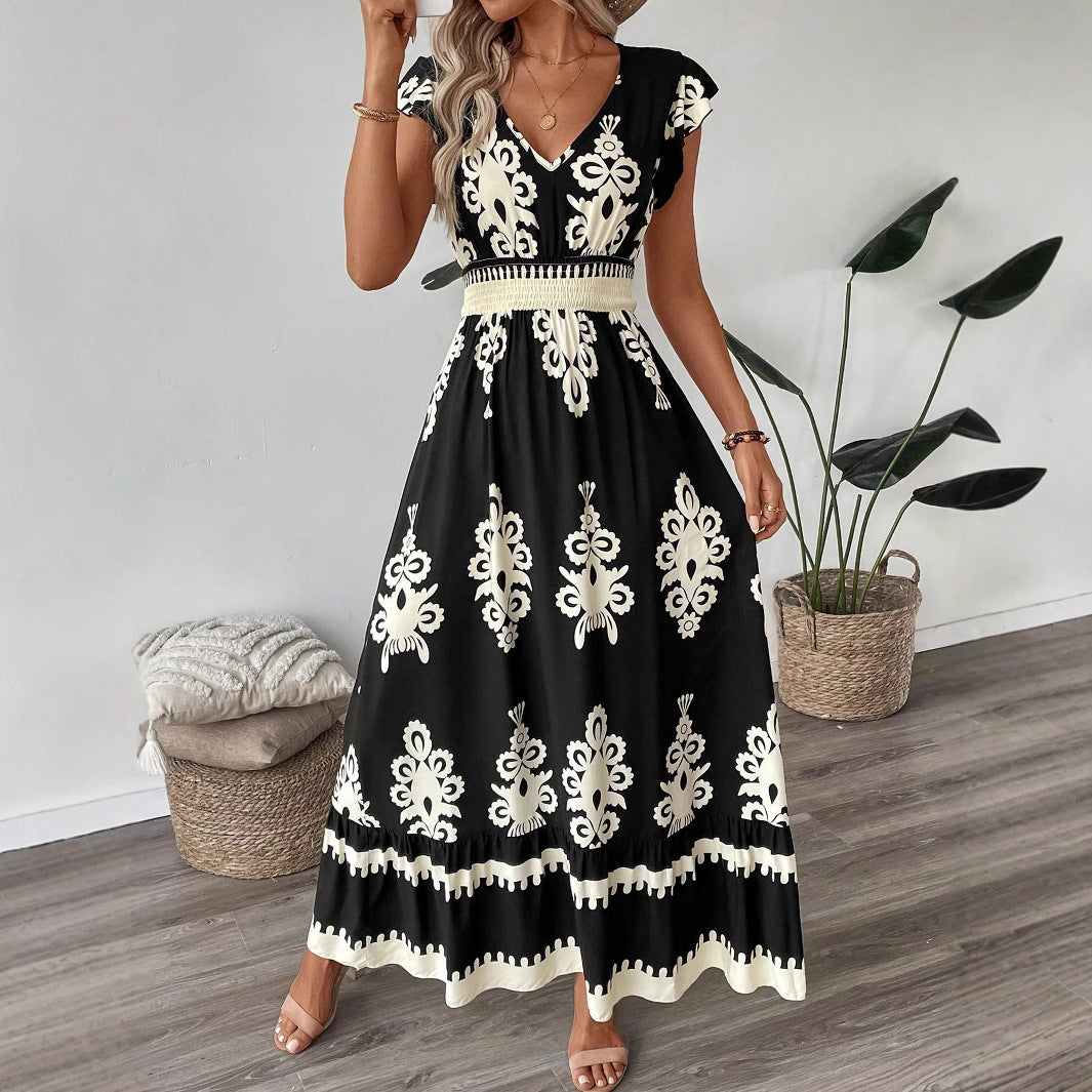 Damen Elegantes Maxikleid mit faszinierendem Musterdruck EB