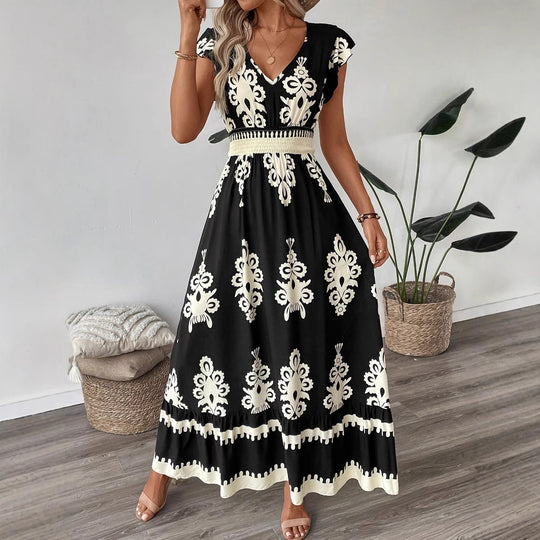 Damen Elegantes Maxikleid mit faszinierendem Musterdruck EB