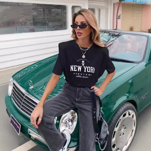 Damen T-Shirt mit modischem New York Druck und lässigem Schnitt EB