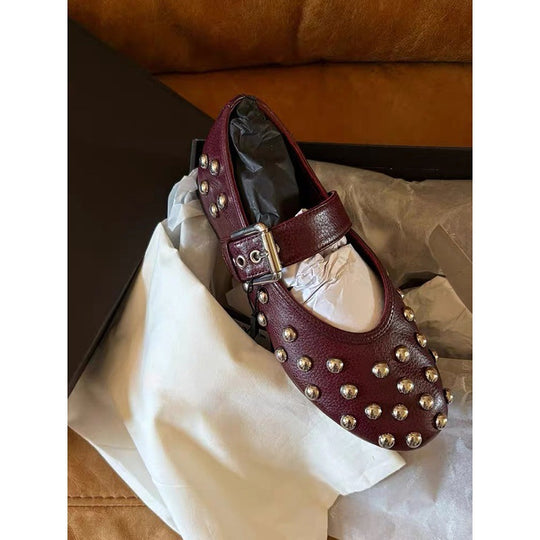 Damen Ballerinas mit dekorativen Metallic-Nieten EB