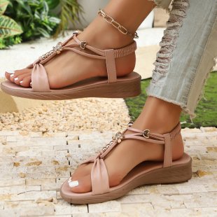 Damen Plateausandalen mit eleganter Schleifenapplikation EB