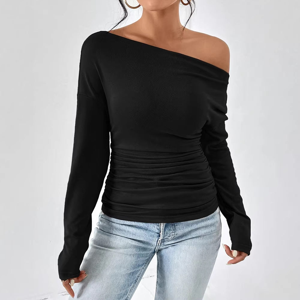 Damen Off-Shoulder Oberteil mit figurbetontem Schnitt und feiner Raffung EB