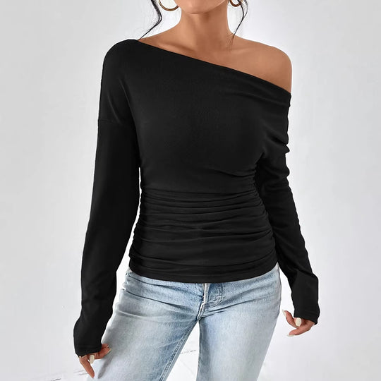 Damen Off-Shoulder Oberteil mit figurbetontem Schnitt und feiner Raffung EB