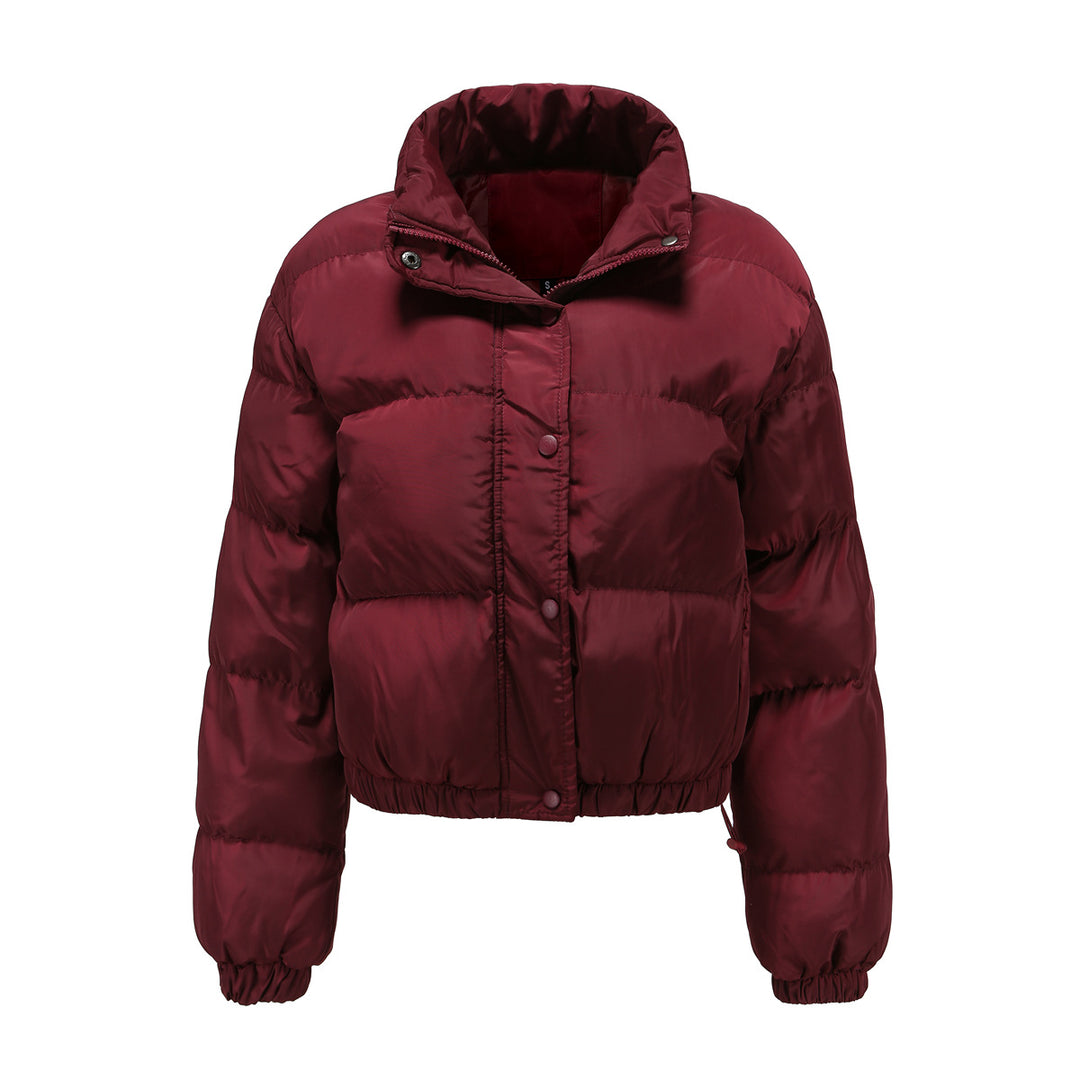 Damen nan kurze gesteppte Winterjacke mit Stehkragen und Kordelzug EB