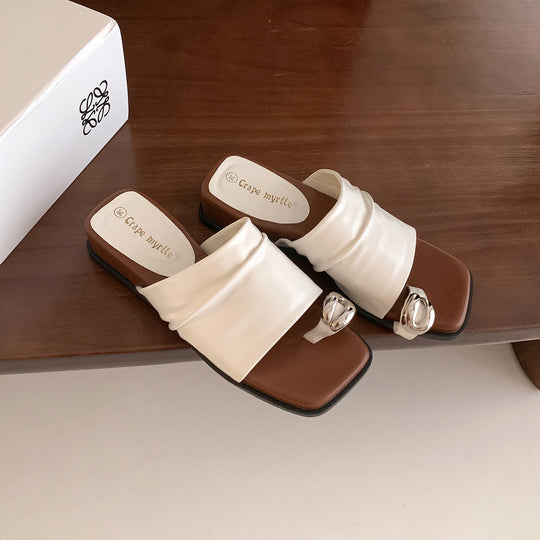 Damen modische Mules mit elegantem Riemen und luxuriösem Glanz EB