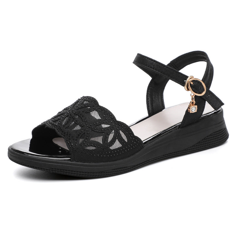 Damen Sandalen mit verstellbarem Fesselriemen und eleganten Strassdetails EB