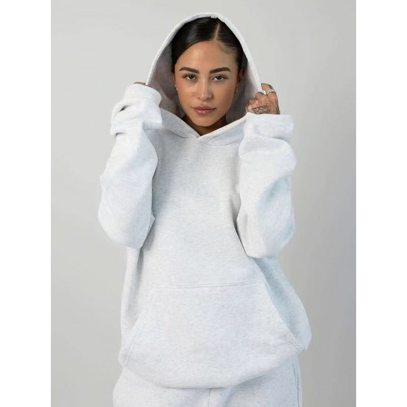 Damen nan extraweicher Oversize-Hoodie mit strukturierter Kängurutasche, überschnittener Schulter und angerauter Innenseite EB