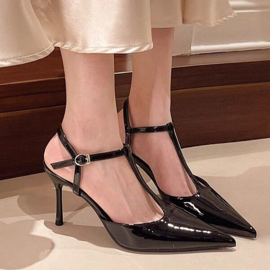 Damen elegante T-Strap High Heels EB