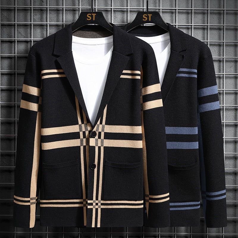 Herren modische Strickjacke mit einzigartigem Karomuster EB