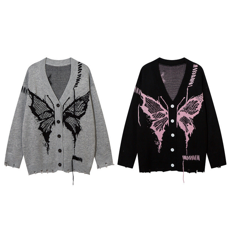 Damen Strickjacke mit kreativem Schmetterlingsdesign und lässigem Schnitt EB