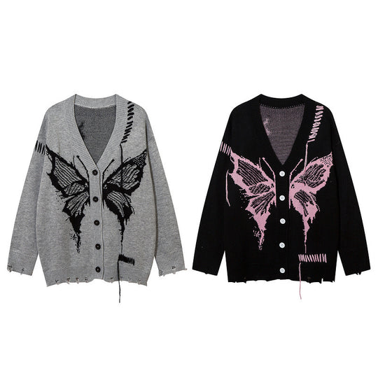 Damen Strickjacke mit kreativem Schmetterlingsdesign und lässigem Schnitt EB