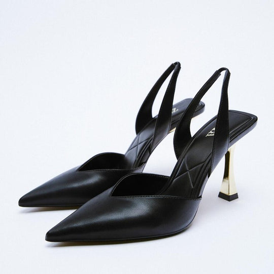 Damen Slingback-Pumps aus edlem Leder mit hohem Glanz EB