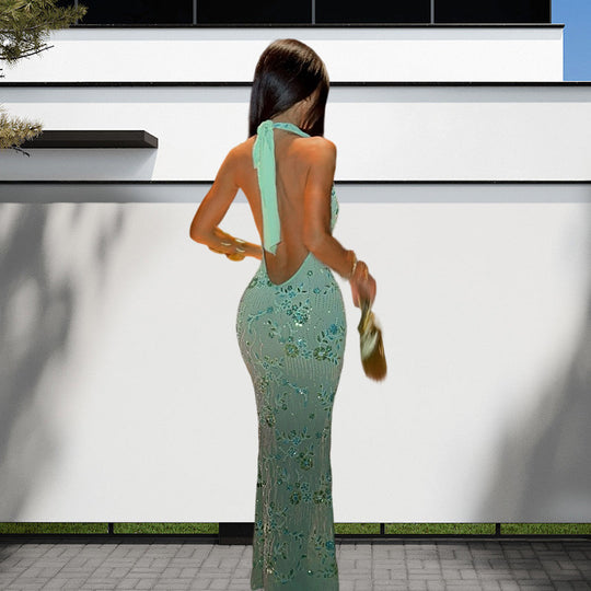 Damen Elegantes Maxikleid mit raffiniertem Drapierungsdesign und floralem Muster EB