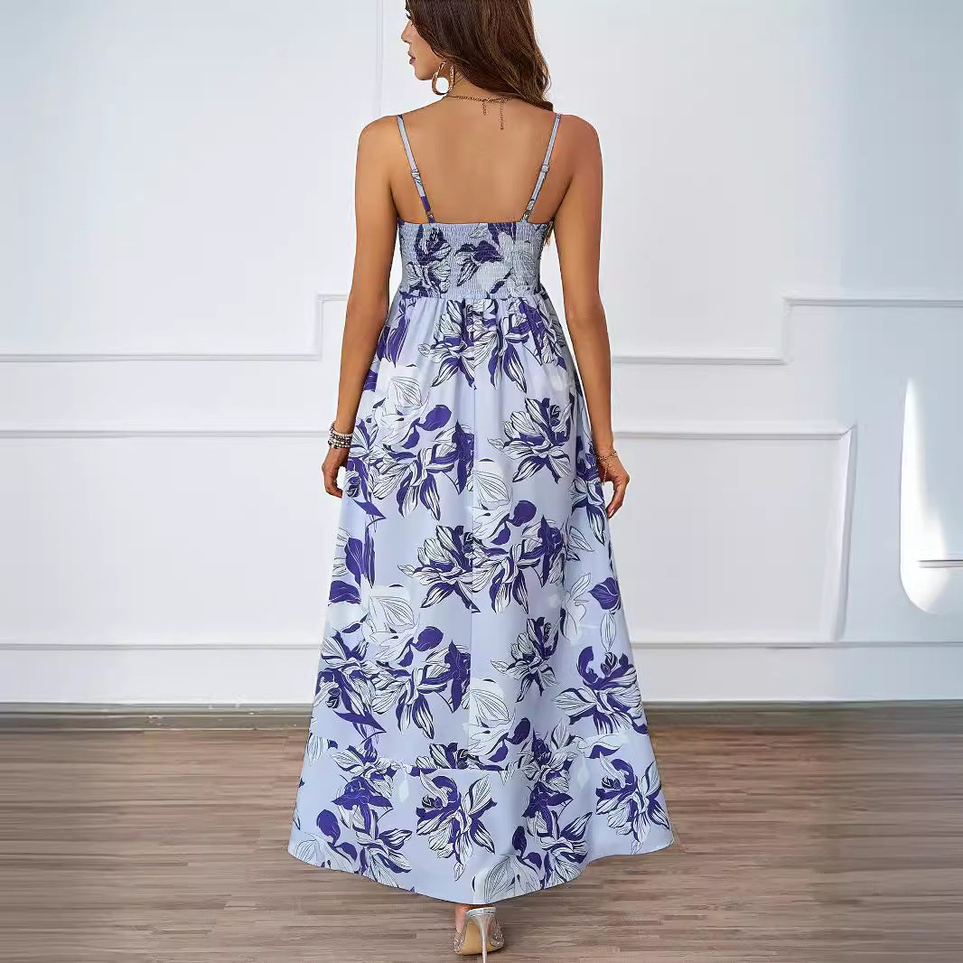 Damen Maxikleid mit modernem graphischem Druck und lockerer Passform EB