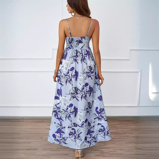 Damen Maxikleid mit modernem graphischem Druck und lockerer Passform EB