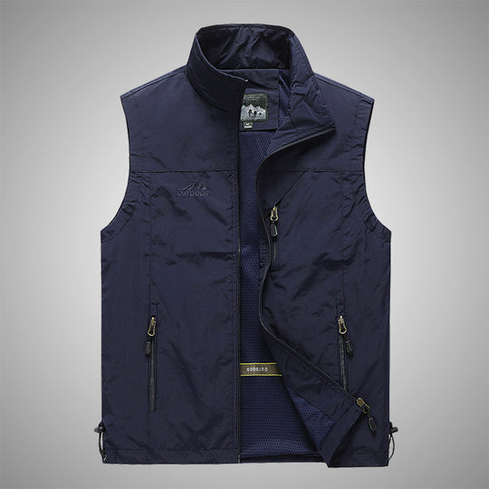 Herren Multifunktionale Outdoorweste mit winddichter Hülle, Netzfutter und Reißverschlusstaschen EB
