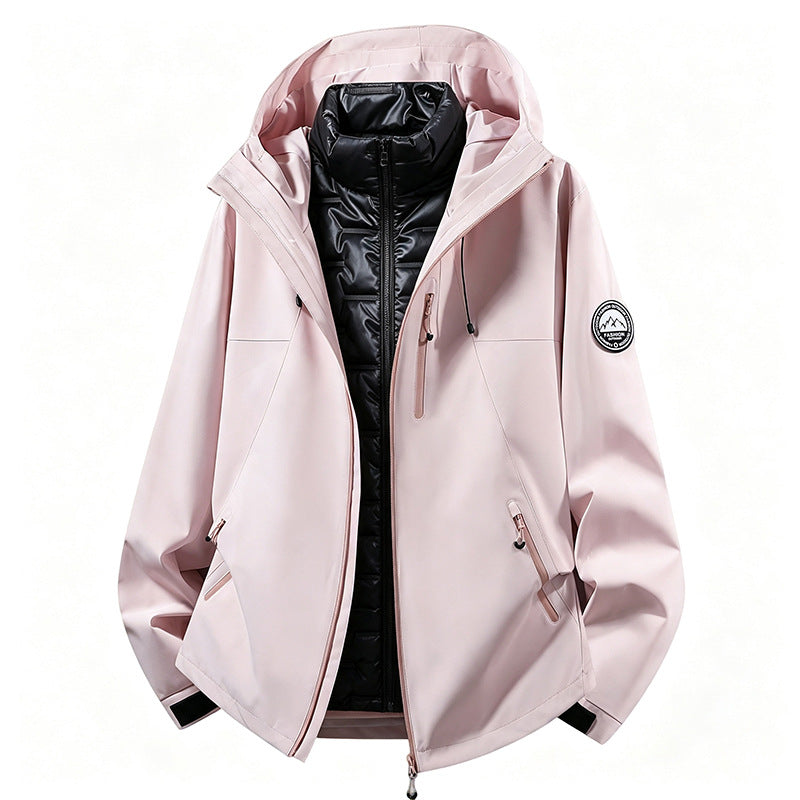 Unisex wetterfeste dreiteilige Softshelljacke mit abnehmbarer Steppinnenjacke und Kapuze EB
