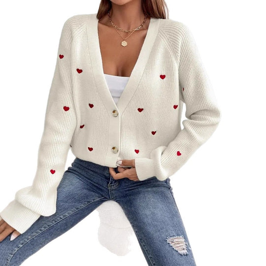 Damen Strickjacke im verspielten Herzdesign EB