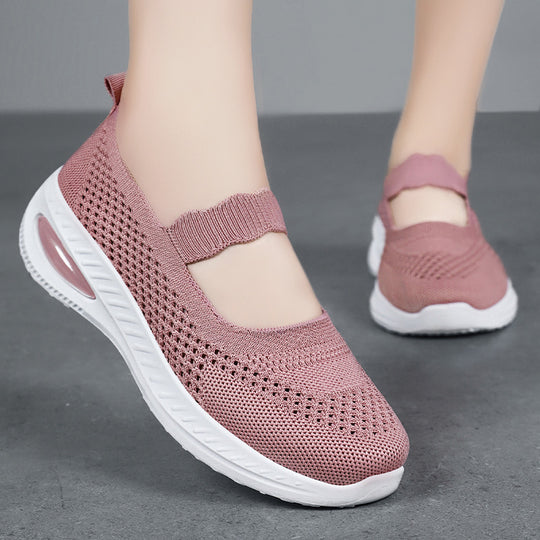 Damen Atmungsaktive Freizeit-Sneaker mit elastischem Riemen EB