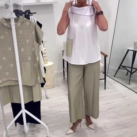 Damen lässige Bluse mit asymmetrischem Saum und praktischen Taschen Heidi-Mode