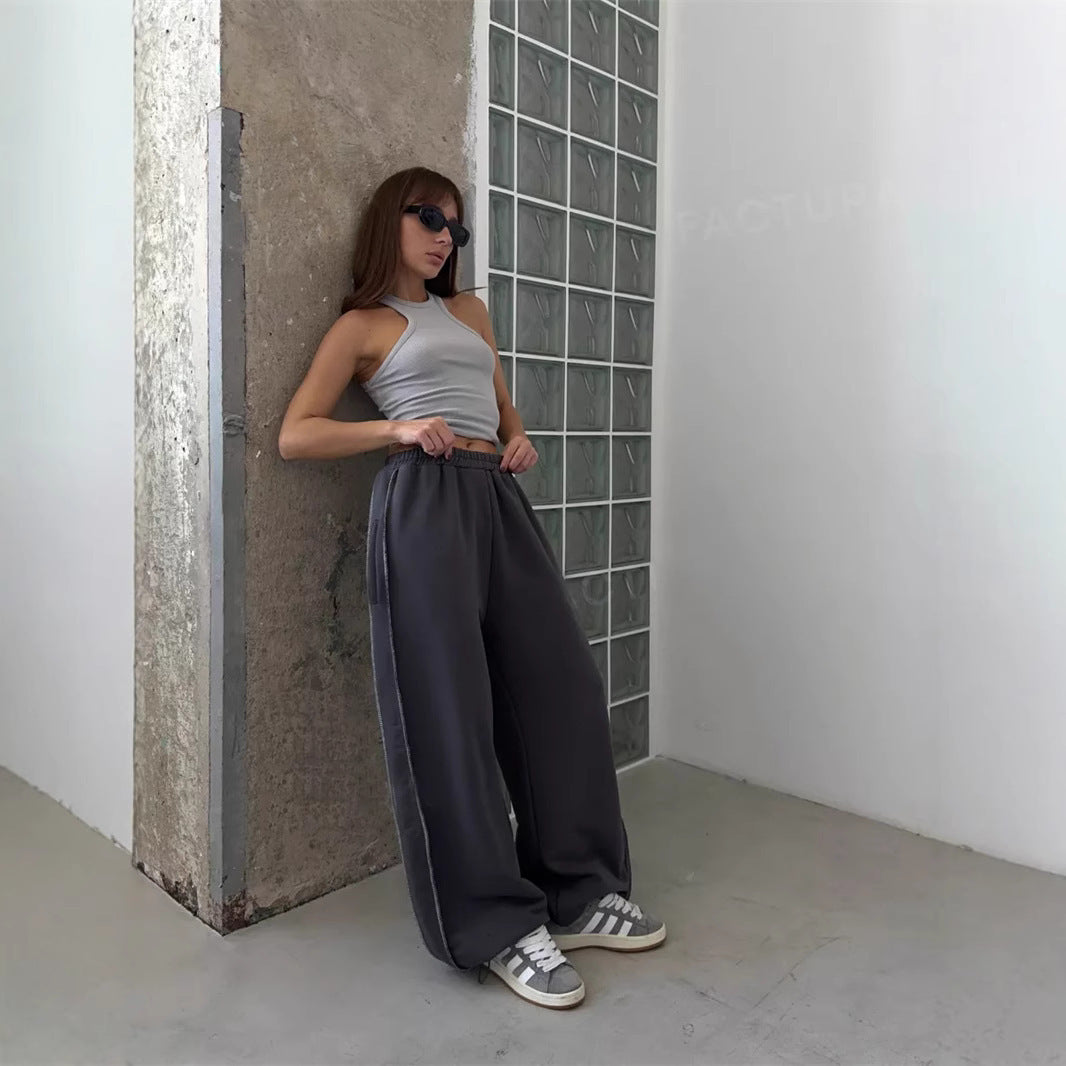 Damen nan weite Lounge-Jogginghose mit elastischem Komfortbund und seitlichen Eingrifftaschen EB
