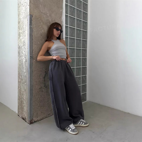 Damen nan weite Lounge-Jogginghose mit elastischem Komfortbund und seitlichen Eingrifftaschen EB