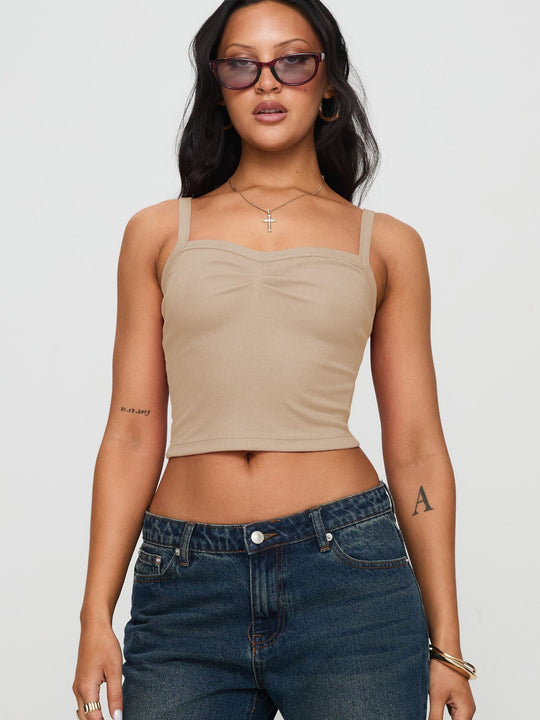 Damen Enganliegendes Cropped Top mit Spaghetti-Trägern EB