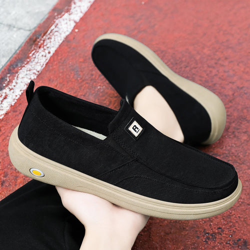 Herren nan lässiger Canvas-Slip-On Freizeitschuh mit Memory-Fußbett und stoßdämpfender Gummisohle EB