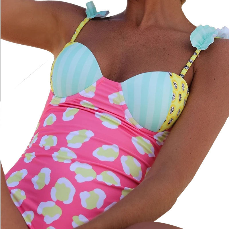 Damen Einteiliger Badeanzug mit floralem Cut-Out-Design und aufregenden Trägerdetails EB