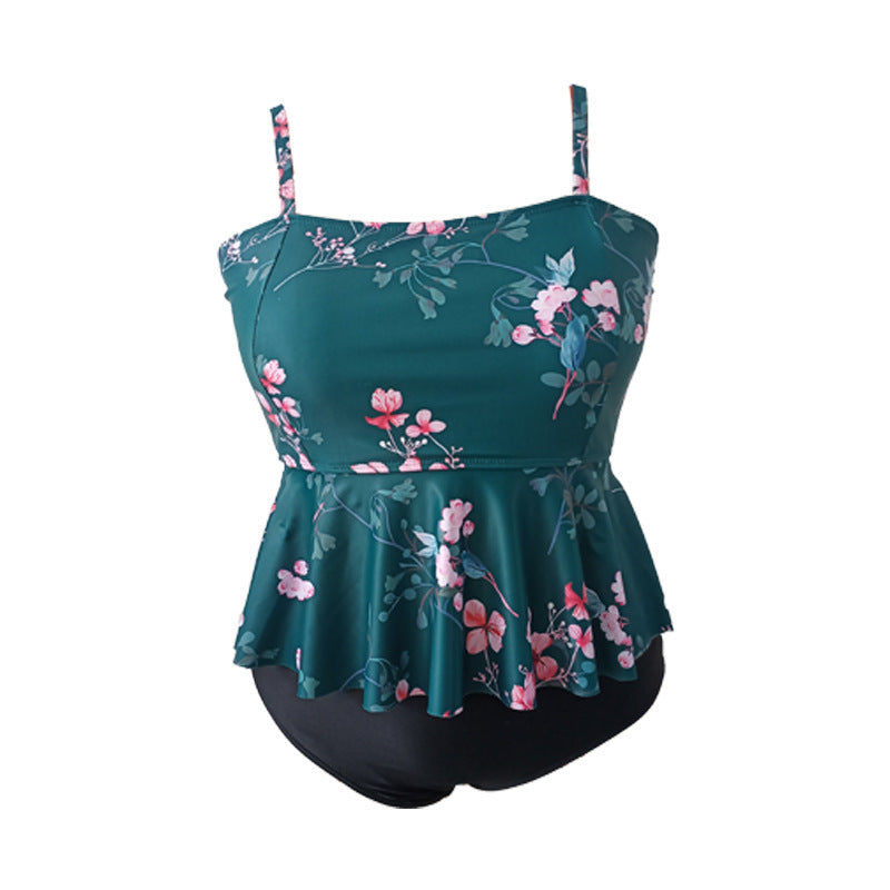 Damen Tankini mit schwingendem Rock und floralem Design EB