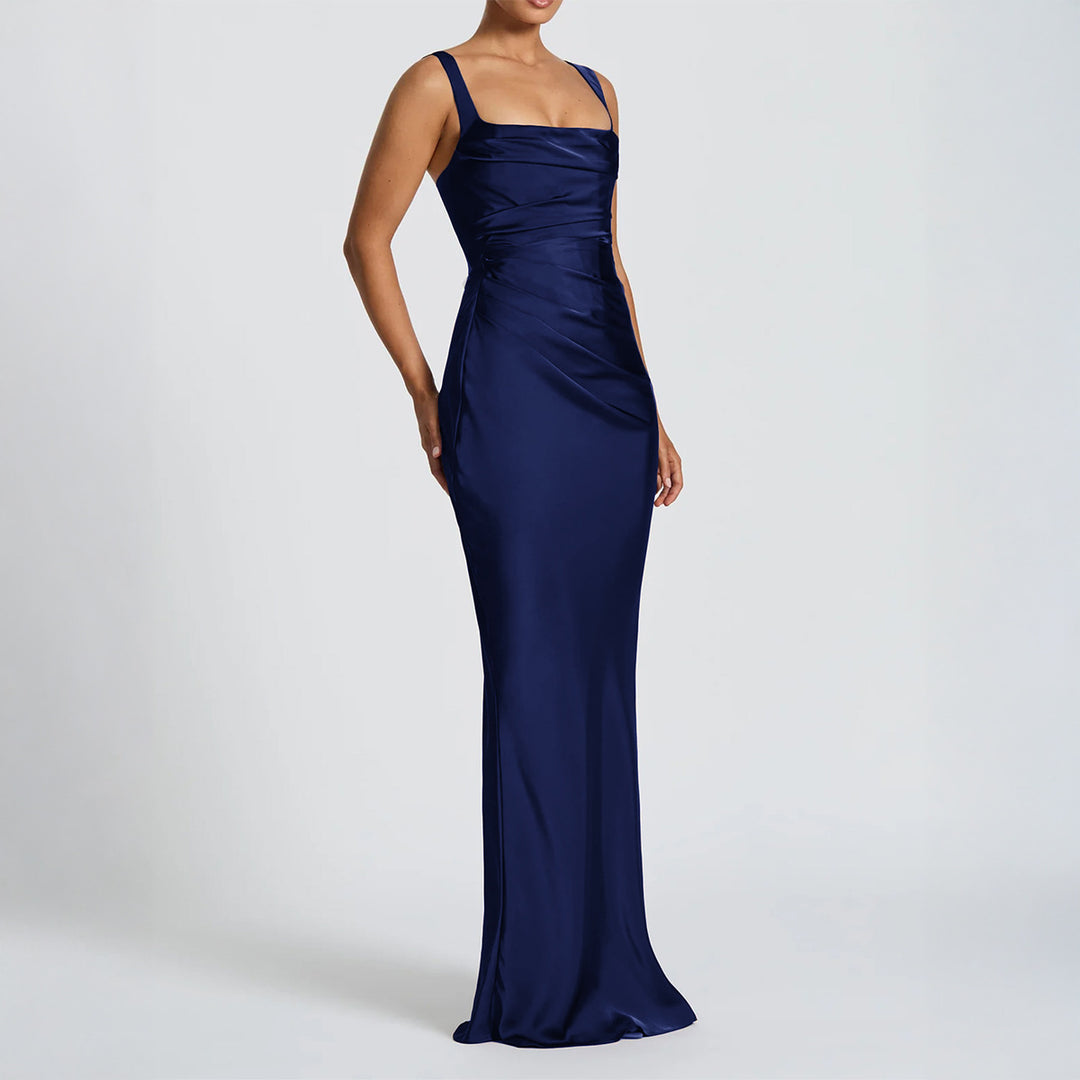 Damen Maxikleid mit elegantem Quadrat-Ausschnitt und figurformendem Design EB