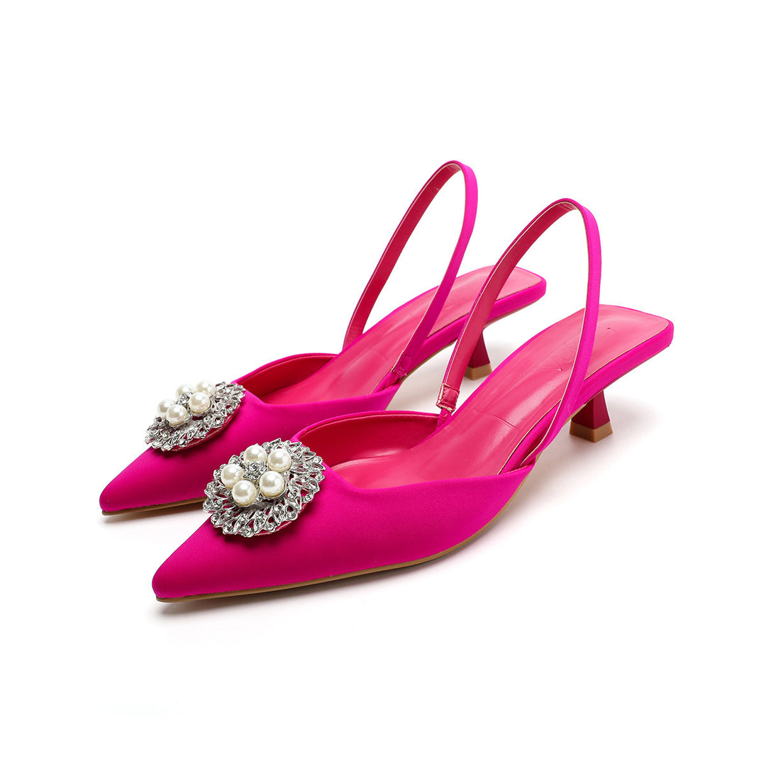 Damen Slingback-Pumps mit eleganter Perlenapplikation und modischem Absatz EB