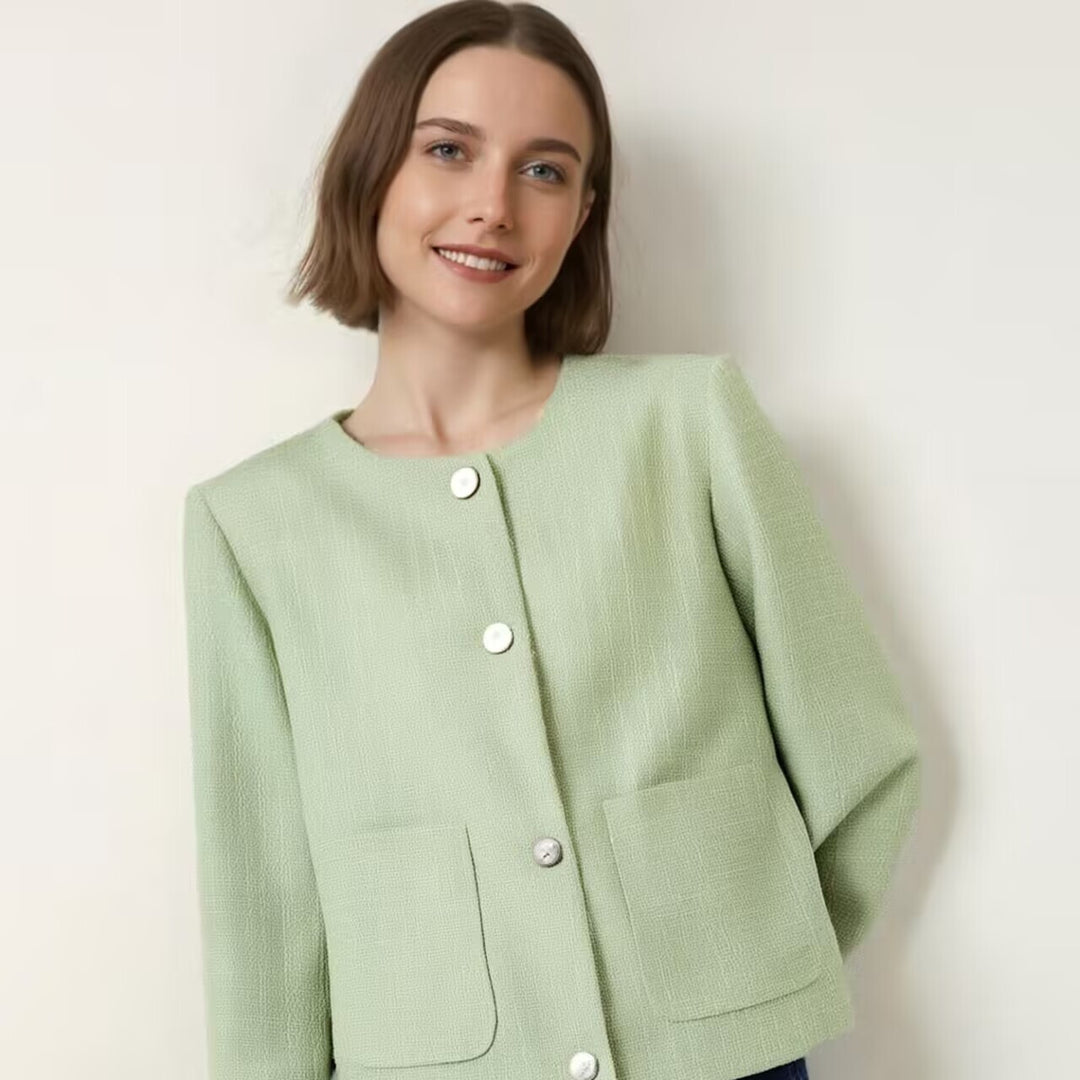 Damen Kurzjacke mit strukturierter Oberfläche und großen Taschen EB