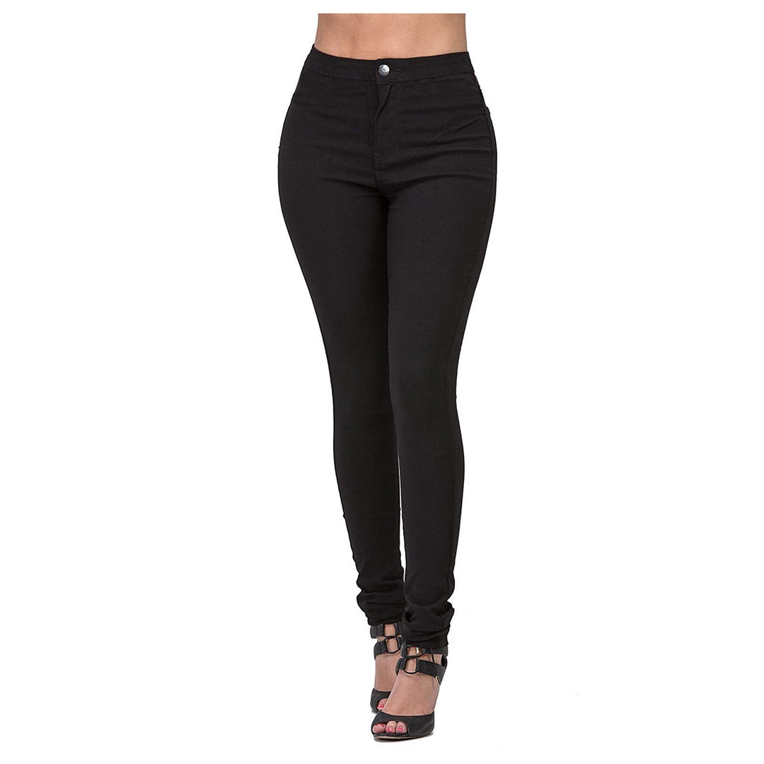 Damen Hoch geschnittene Skinny Jeans mit elastischem Stretch EB