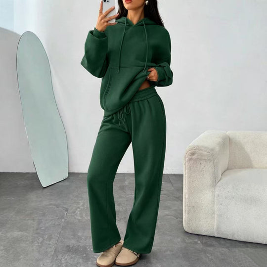 Damen Oversized Hoodie-Set mit Kängurutasche und weiter Palazzohose EB