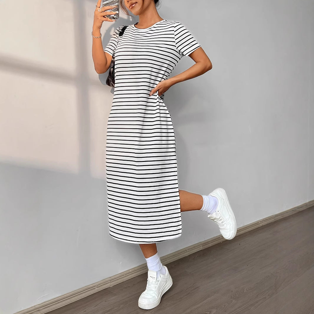 Damen Streifen-Maxikleid aus weichem Jersey EB