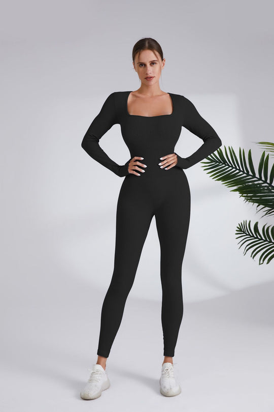 Damen Leggingsanzug mit elegantem Quadrat-Ausschnitt und figurbetonendem Schnitt EB