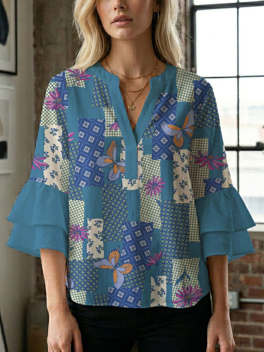 Damen Bluse mit wunderschönen floralem Design EB