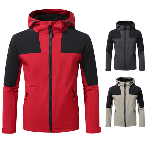 Herren funktionale Outdoor-Jacke mit verstellbarem Kapuzenbereich EB