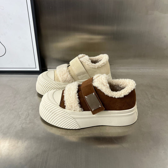 Damen Chunky Sneakers mit warmem Futter und praktischem Klettverschluss EB