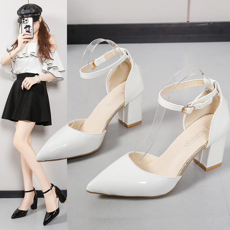 Damen elegante High-Heels mit transparentem Riemen und Blockabsatz EB
