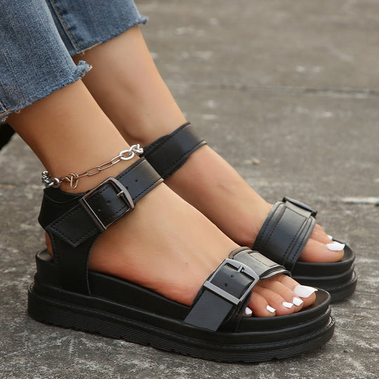 Damen Plattform-Sandalen mit verstellbaren Schnallen EB