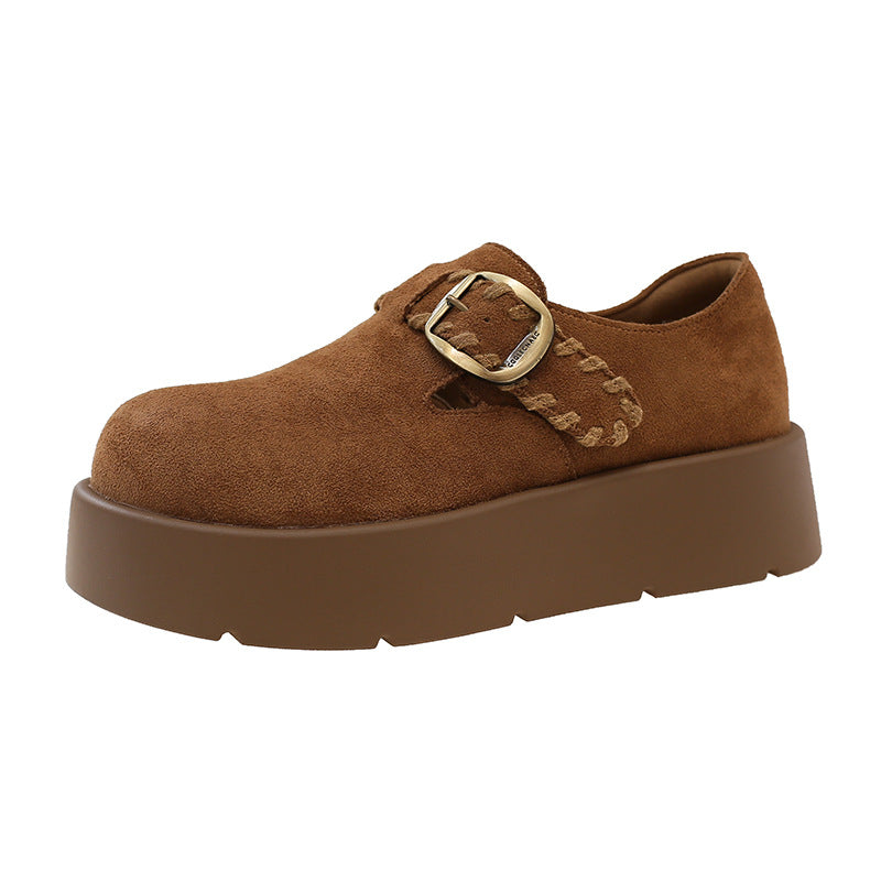 Damen Kuchenschuhe mit modischem Schnallen-Design und komfortabler Plateausohle EB