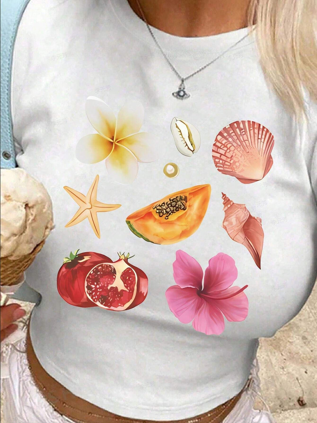 Damen Crop-T-Shirt mit auffälligem Grafiken-Design und frechem Statementdruck EB